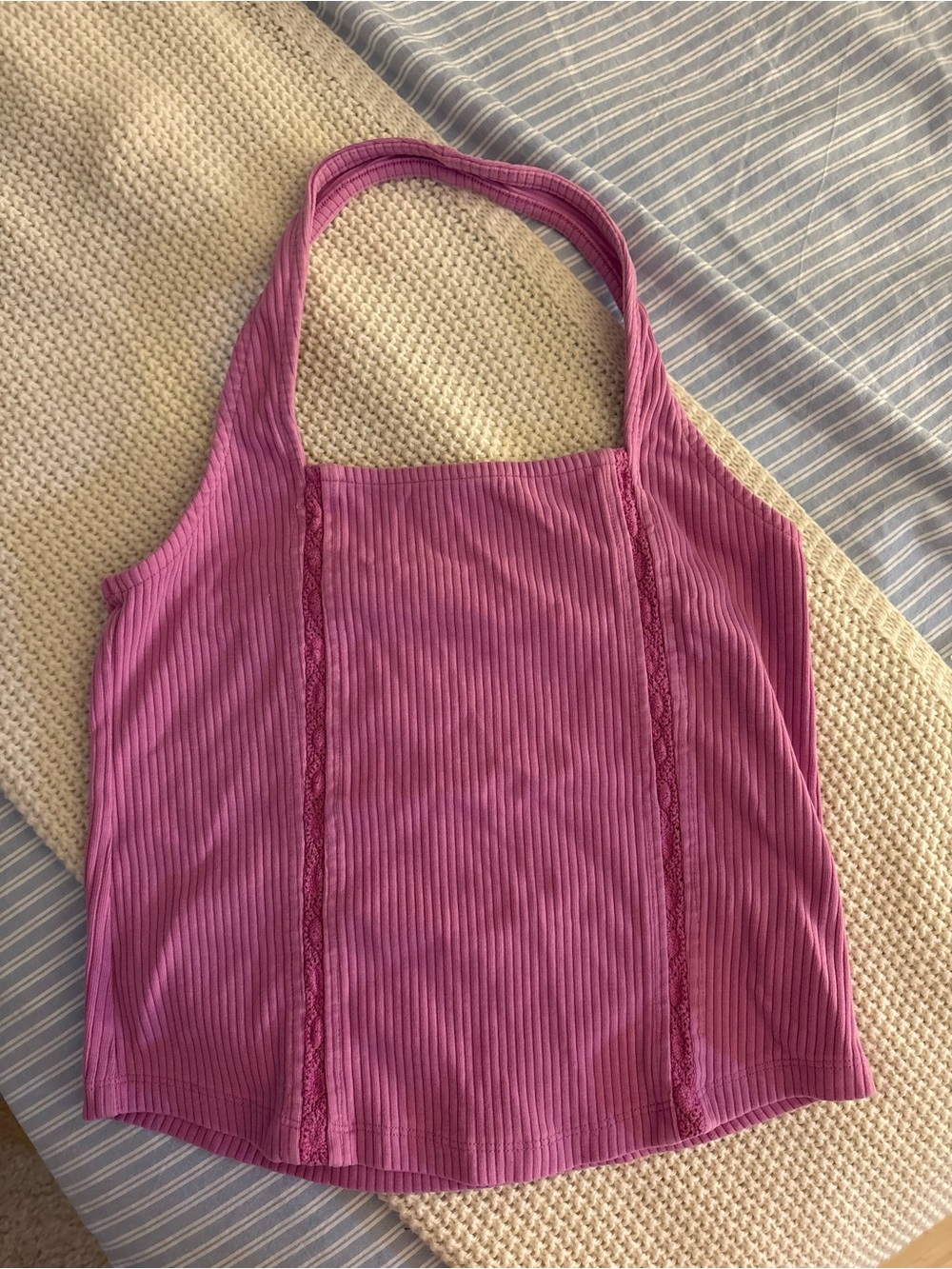 American Eagle Outfitters Pink Ribbed Halter Tank